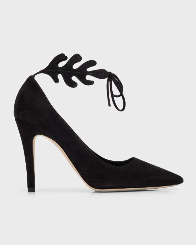Suede Ankle-Cuff Stiletto Pumps